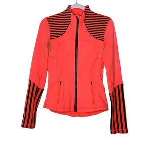 lululemon‎ Jacket  Women's Forme Orange Stiped Athletic Zip Up  Size 4 Stretch